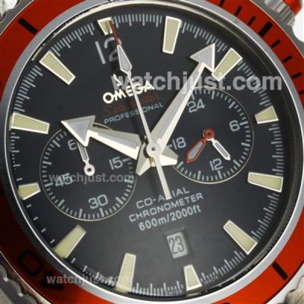 Omega Seamaster Planet Ocean Working Chronograph Orange Bezel with Black Dial-Orange Leather Strap