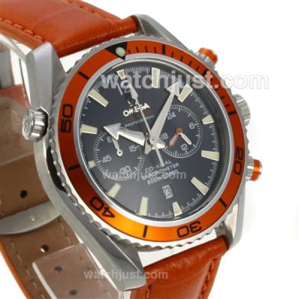 Omega Seamaster Planet Ocean Working Chronograph Orange Bezel with Black Dial-Orange Leather Strap