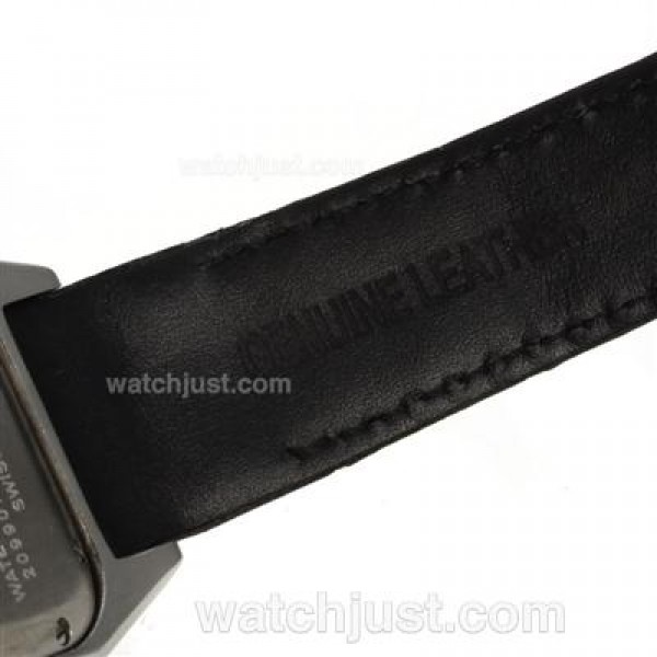 Cartier Santos 100 with White Dial-Black Leather Strap