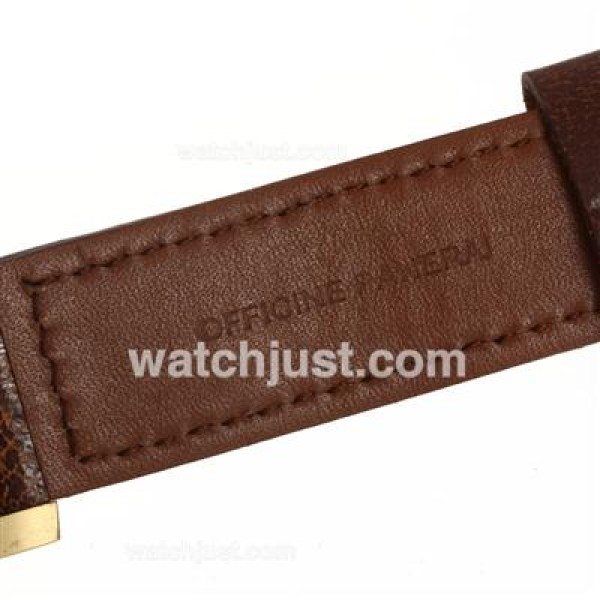 Panerai Luminor Submersile Automatic Golden Case with White Dial-Leather Strap