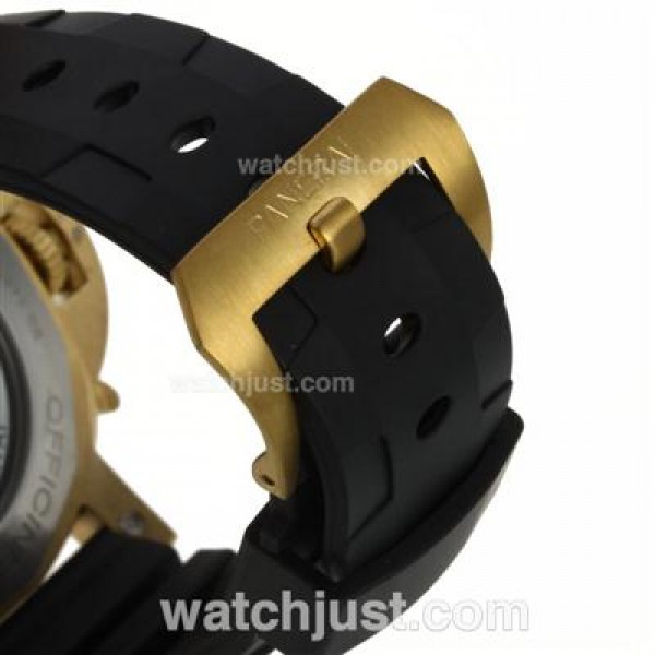 Panerai Luminor Submersile Automatic Golden Case with Black Dial-Rubber Strap