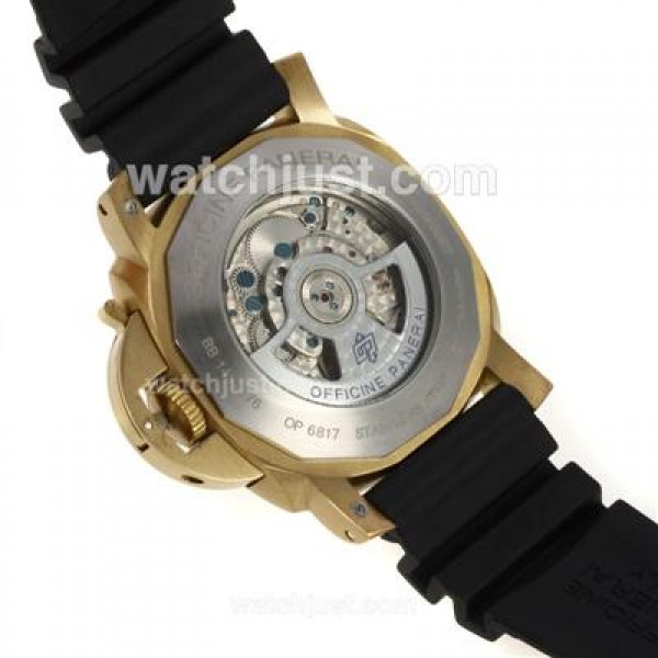 Panerai Luminor Submersile Automatic Golden Case with Black Dial-Rubber Strap