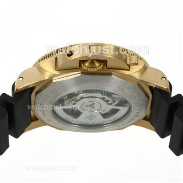 Panerai Luminor Submersile Automatic Golden Case with Black Dial-Rubber Strap