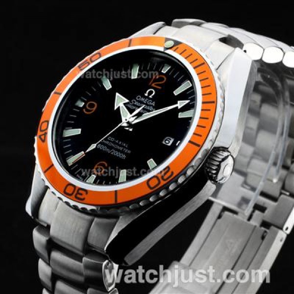 Omega Seamaster Planet Ocean Automatic Orange Bezel with Black Dial S/S(Gift Box and Leather Strap Included)