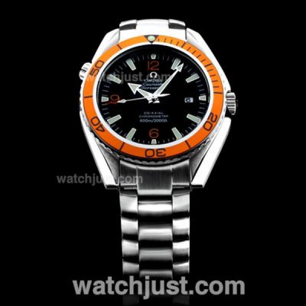 Omega Seamaster Planet Ocean Automatic Orange Bezel with Black Dial S/S(Gift Box and Leather Strap Included)