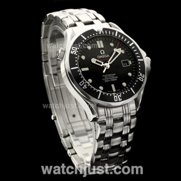 Omega Seamaster Automatic with Black Dial S/S(Gift Box & Extra Leather Strap Included)