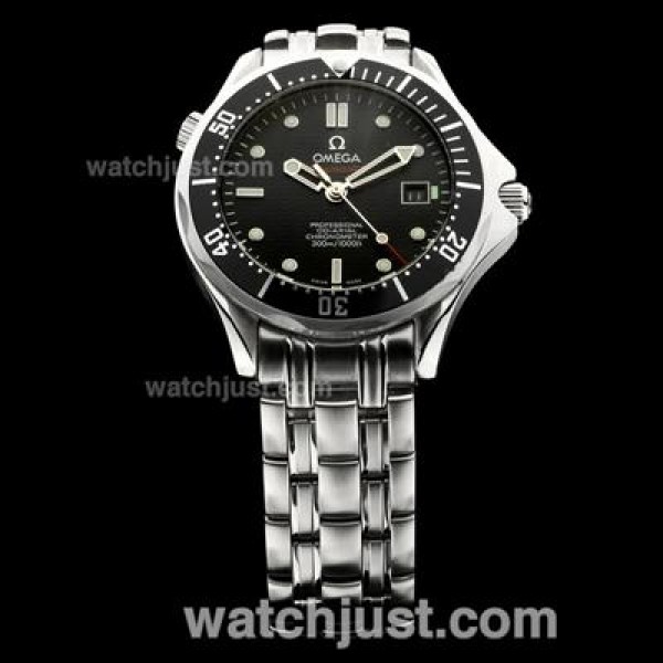 Omega Seamaster Automatic with Black Dial S/S(Gift Box & Extra Leather Strap Included)