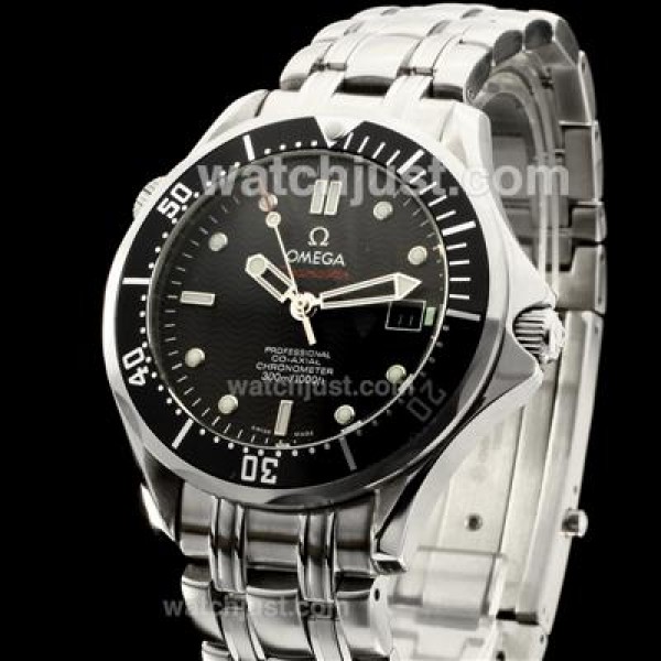 Omega Seamaster Automatic with Black Dial S/S(Gift Box & Extra Leather Strap Included)