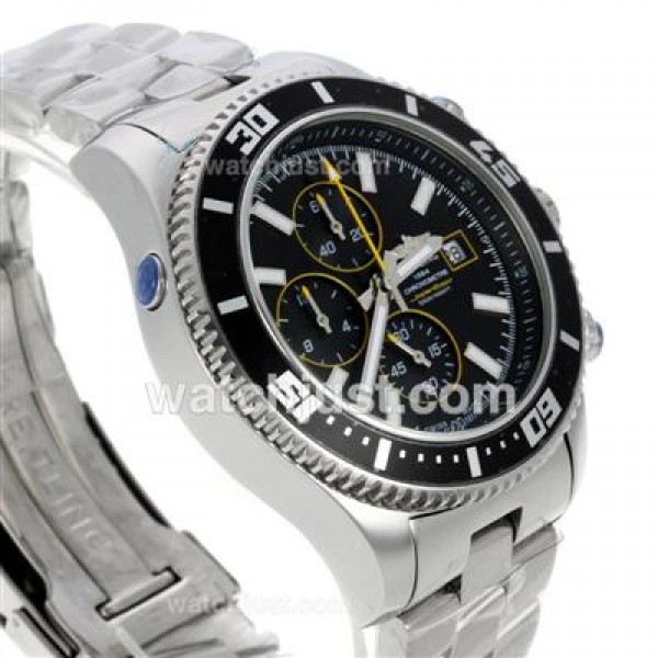 Breitling Super Ocean Working Chronograph Black Bezel with Black Dial S/S-Yellow Needles