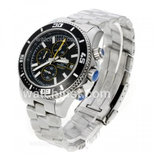 Breitling Super Ocean Working Chronograph Black Bezel with Black Dial S/S-Yellow Needles
