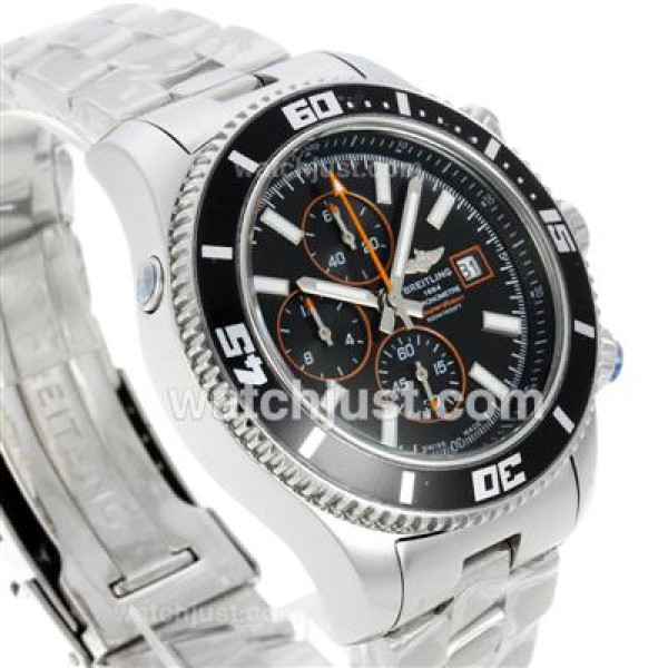 Breitling Super Ocean Working Chronograph Black Bezel with Black Dial S/S-Orange Needles