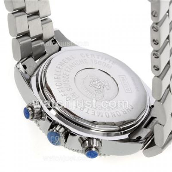 Breitling Super Ocean Working Chronograph Black Bezel with Black Dial S/S-Blue Needles
