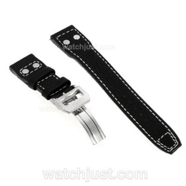 IWC Black Leather Strap with White Stitching for Big Pilot Version