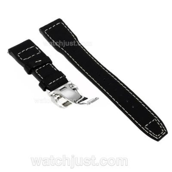 IWC Black Leather Strap with White Stitching for Big Pilot Version