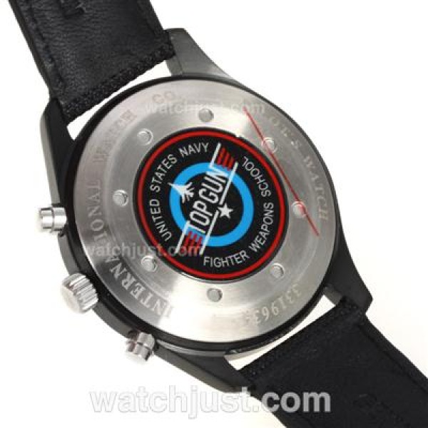 IWC Pilot Top Gun Automatic PVD Case with Black Dial-Leather Strap