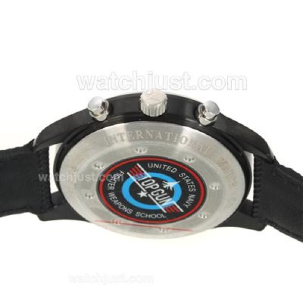 IWC Pilot Top Gun Automatic PVD Case with Black Dial-Leather Strap