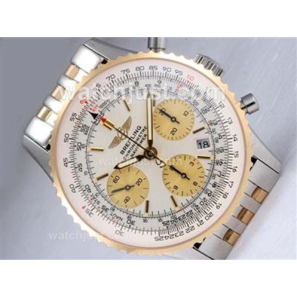 Breitling Navitimer Chronograph Swiss Valjoux 7750 Movement Two Tone with White Dial