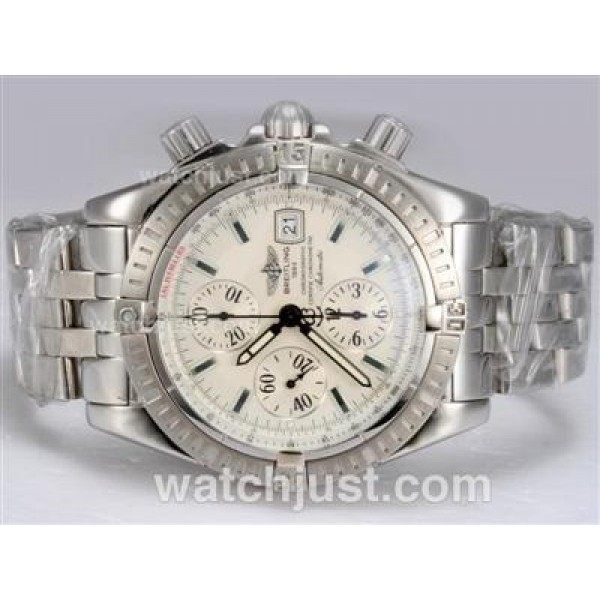 Breitling Chronomat Evolution Chronograph Swiss Valjoux 7750 Movement with White Dial
