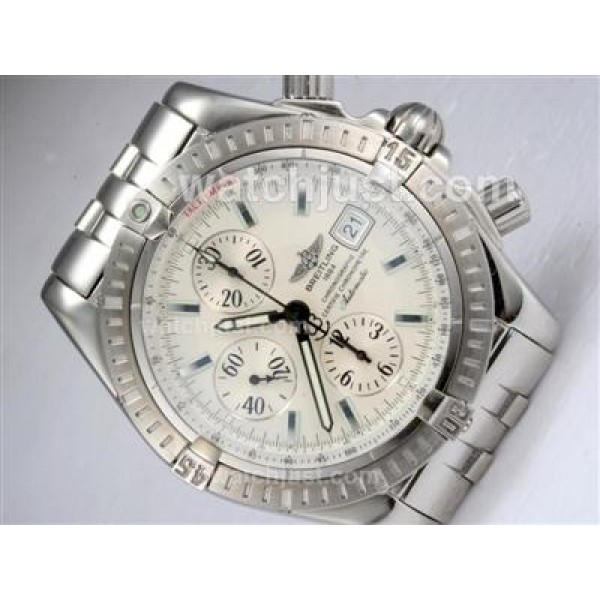 Breitling Chronomat Evolution Chronograph Swiss Valjoux 7750 Movement with White Dial