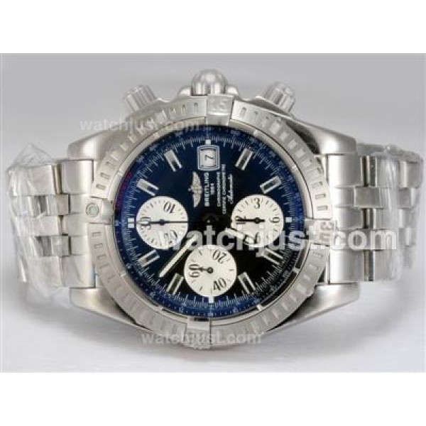 Breitling Chronomat Evolution Chronograph Swiss Valjoux 7750 Movement with Blue Dial