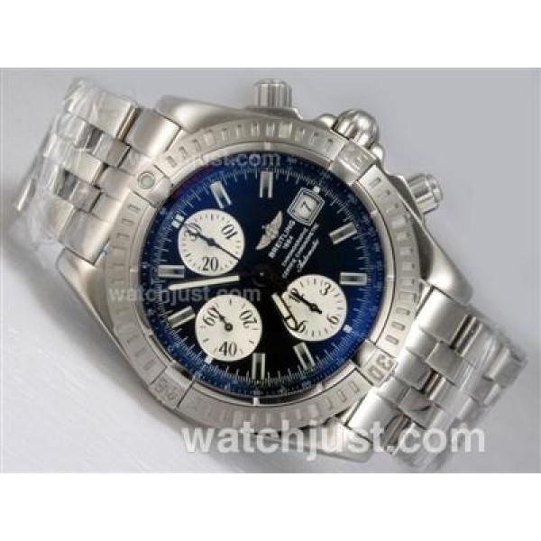 Breitling Chronomat Evolution Chronograph Swiss Valjoux 7750 Movement with Blue Dial