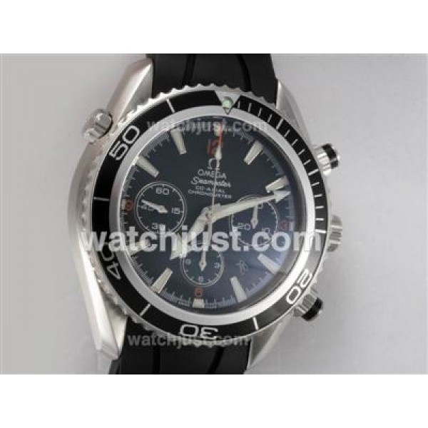 UK Best Quality Omega Seamaster Planet Ocean Chronograph Replica Watches With Black Dials For Men