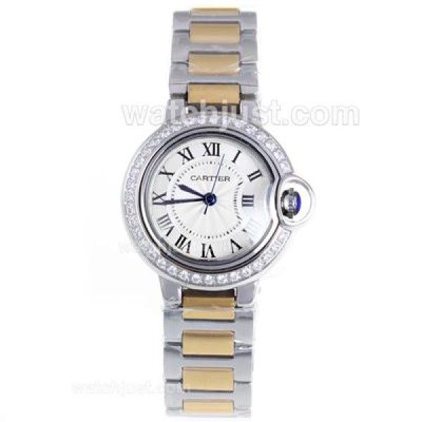 Cartier Ballon Bleu de Cartier Two Tone with Diamond Bezel-White Dial Lady Size
