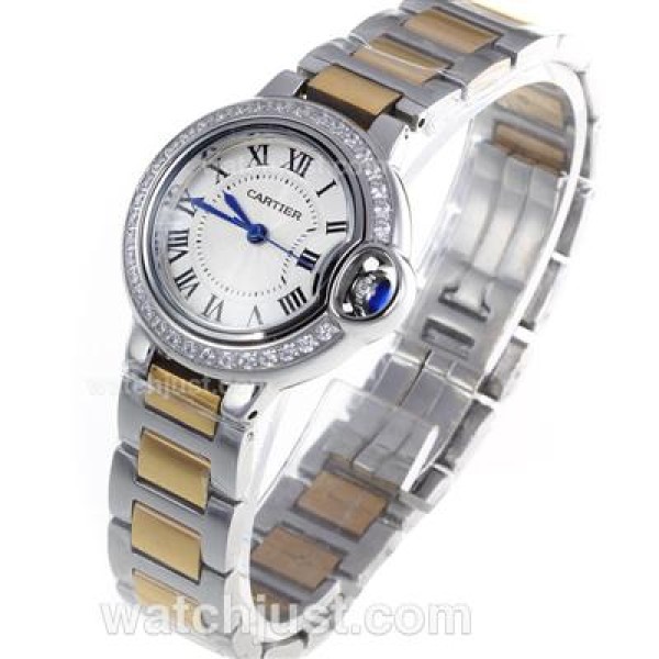 Cartier Ballon Bleu de Cartier Two Tone with Diamond Bezel-White Dial Lady Size