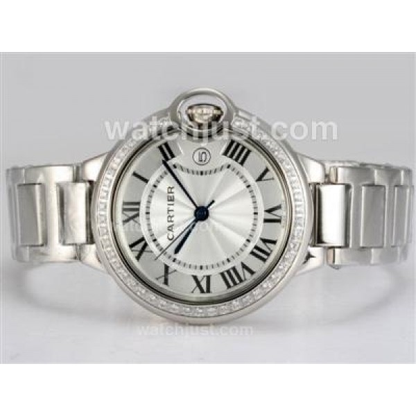 Cartier Ballon Bleu de Cartier Diamond Bezel with White Dial