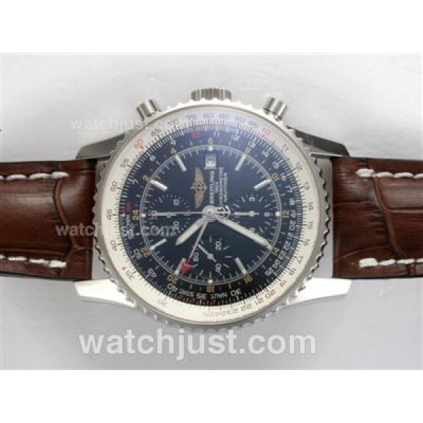 Breitling Navitimer World Chronograph Swiss Valjoux 7750 Movement with Black Dial-Deployment Buckle