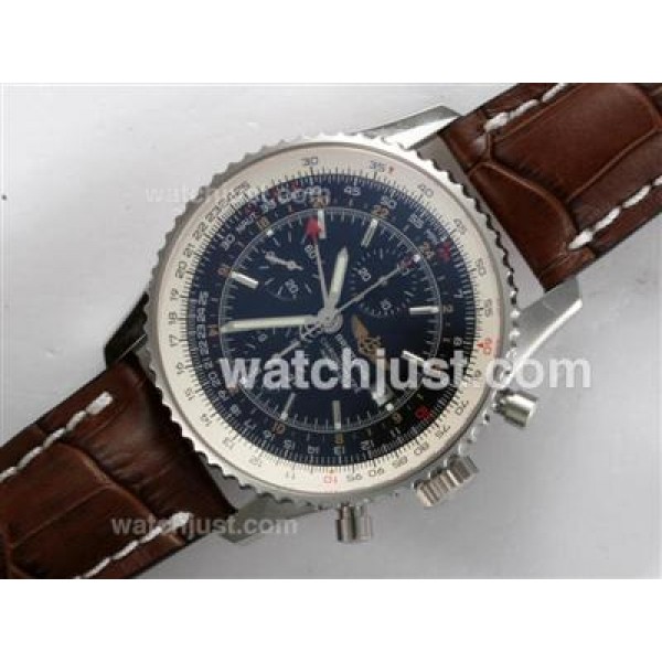 Breitling Navitimer World Chronograph Swiss Valjoux 7750 Movement with Black Dial-Deployment Buckle