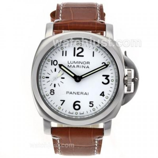 Panerai Luminor Marina PAM 113 Swan Neck Unitas 6497 Movement With White Dial