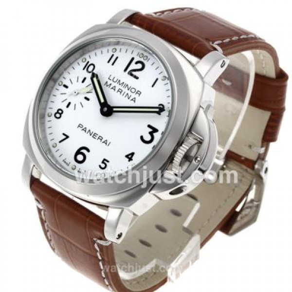 Panerai Luminor Marina PAM 113 Swan Neck Unitas 6497 Movement With White Dial