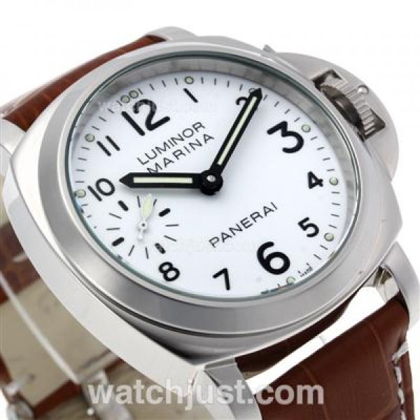 Panerai Luminor Marina PAM 113 Swan Neck Unitas 6497 Movement With White Dial