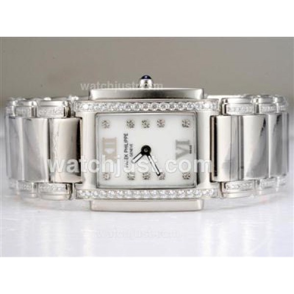 Patek Philippe Ref.4910 Swiss ETA Movement Diamond Bezel and Marking with White Dial Lady Model