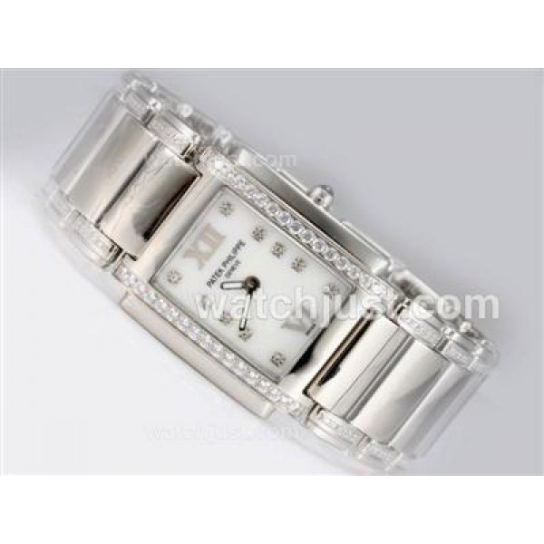 Patek Philippe Ref.4910 Swiss ETA Movement Diamond Bezel and Marking with White Dial Lady Model