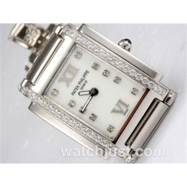 Patek Philippe Ref.4910 Swiss ETA Movement Diamond Bezel and Marking with White Dial Lady Model