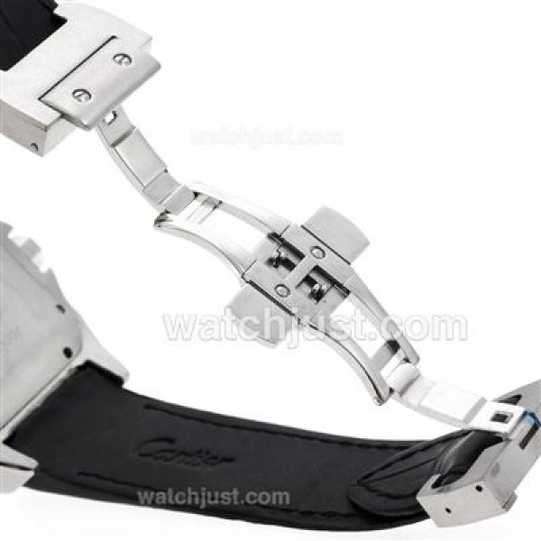 Cartier Santos 100 Automatic with White Dial-Deployment Buckle