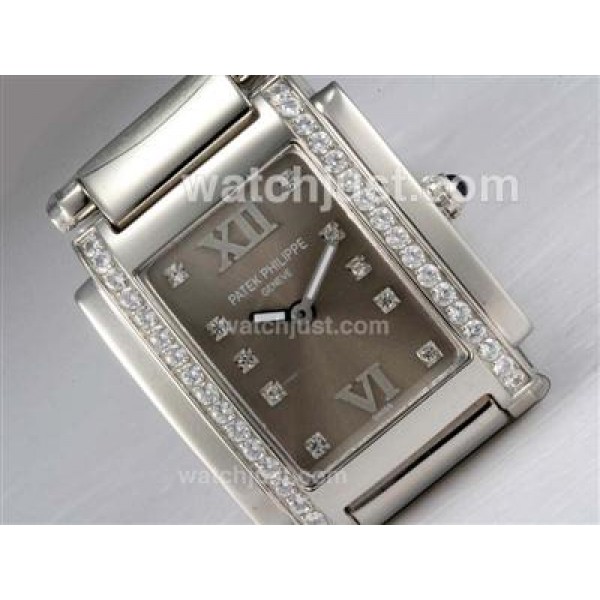 Patek Philippe Ref.4910 Swiss ETA Movement Diamond Bezel and Marking with Gray Dial Lady Model