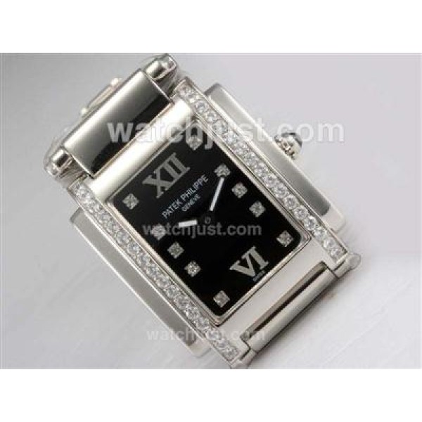 Patek Philippe Ref.4910 Swiss ETA Movement Diamond Bezel and Marking with Black Dial Lady Model