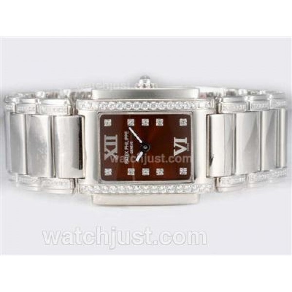 Patek Philippe Ref.4910 Swiss ETA Movement Diamond Bezel and Marking with Wine Dial Lady Model