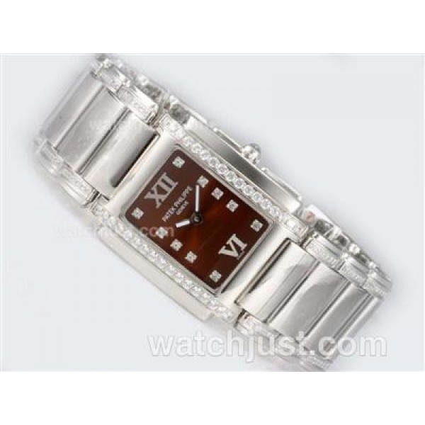 Patek Philippe Ref.4910 Swiss ETA Movement Diamond Bezel and Marking with Wine Dial Lady Model