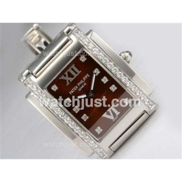 Patek Philippe Ref.4910 Swiss ETA Movement Diamond Bezel and Marking with Wine Dial Lady Model