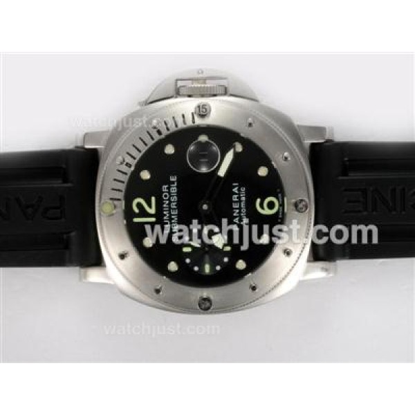 Panerai Luminor Submersible PAM24 Swiss Valjoux 7750 Movement Black Dial with Rubber Strap