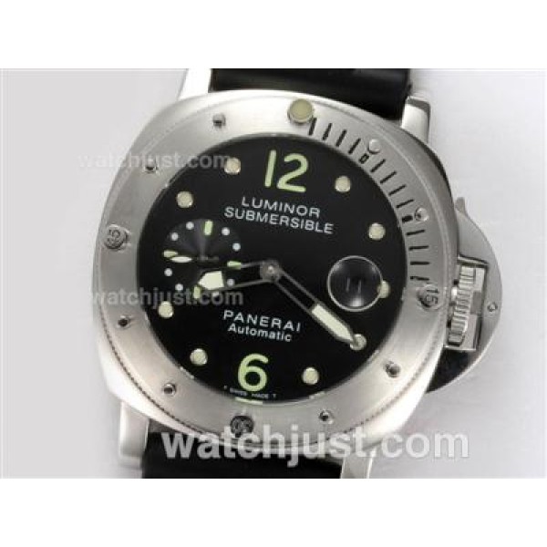 Panerai Luminor Submersible PAM24 Swiss Valjoux 7750 Movement Black Dial with Rubber Strap