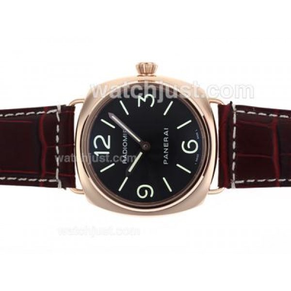 Panerai Radiomir Unitas 6497 Movement Rose Gold Case with Black Dial