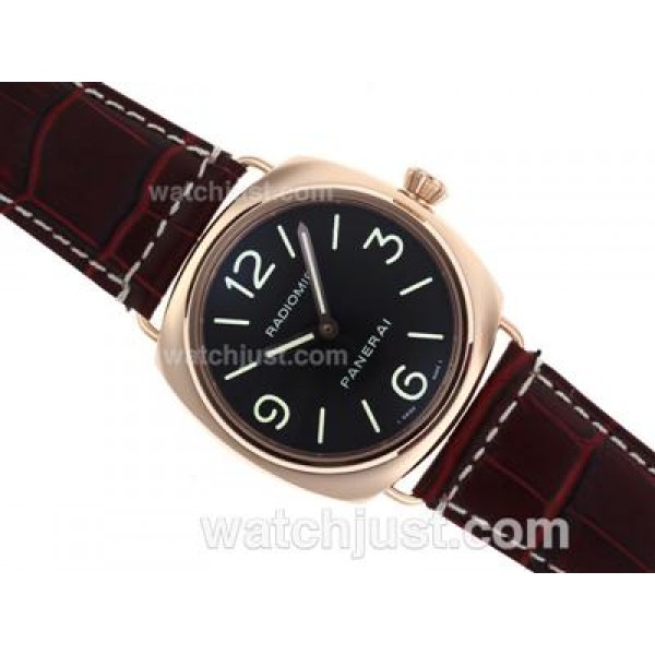 Panerai Radiomir Unitas 6497 Movement Rose Gold Case with Black Dial