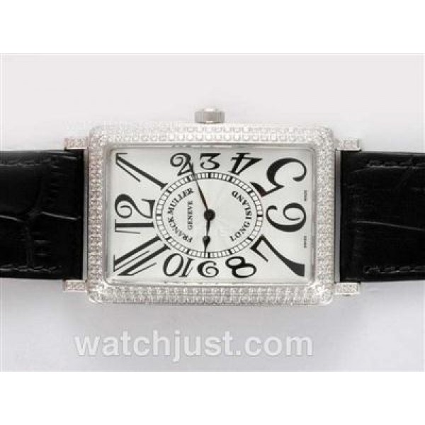 Franck Muller Long Island Automatic Diamond Bezel with White Dial