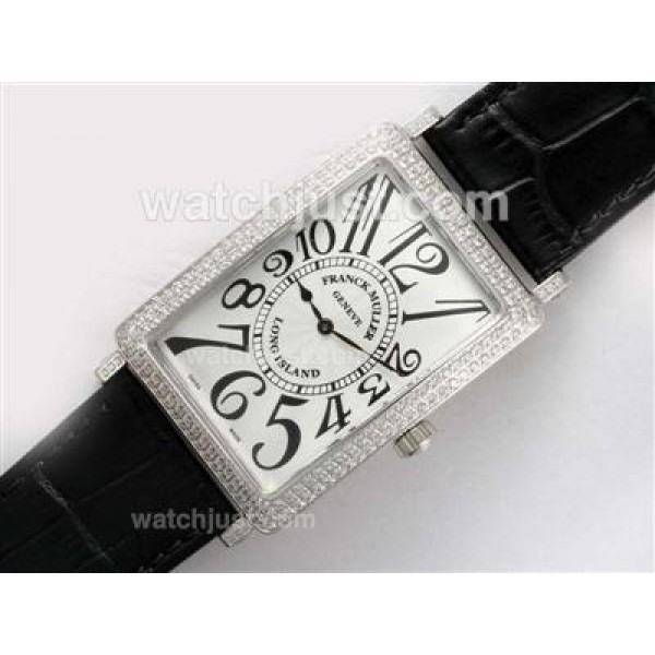 Franck Muller Long Island Automatic Diamond Bezel with White Dial