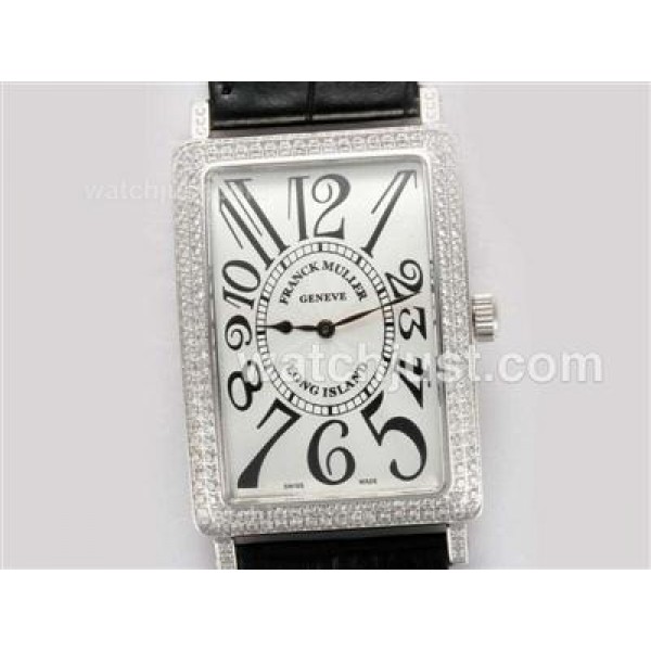 Franck Muller Long Island Automatic Diamond Bezel with White Dial